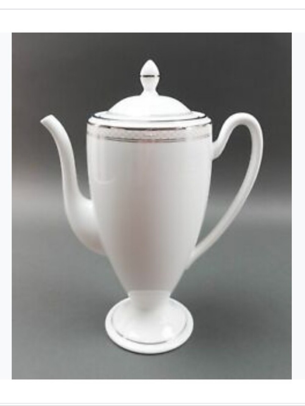 Waterford White Fine China Coffee Pot with Silver Band